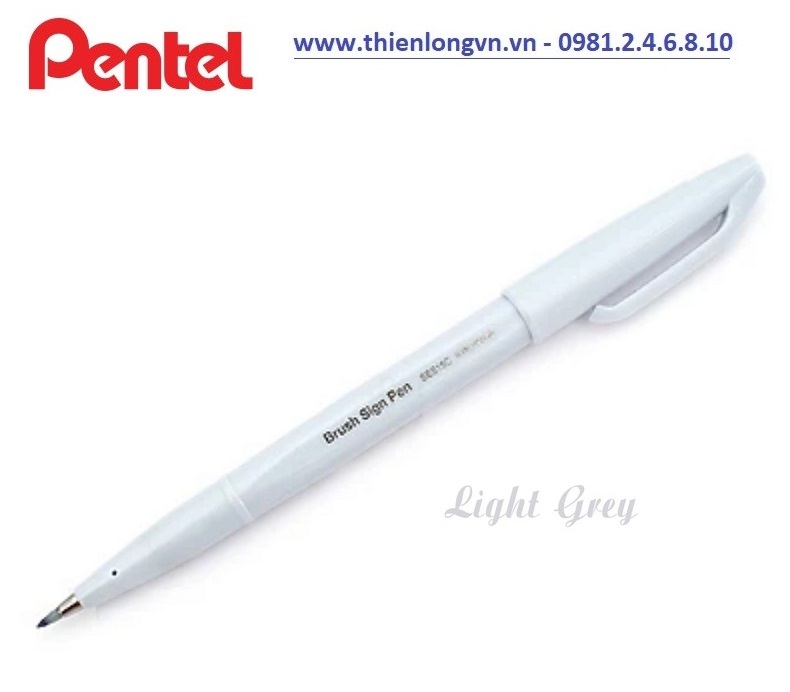 Bút lông viết thư pháp hiện đại Pentel SES15C-N2X xám nhạt; Calligraphy Fude Touch Sign - Light grey