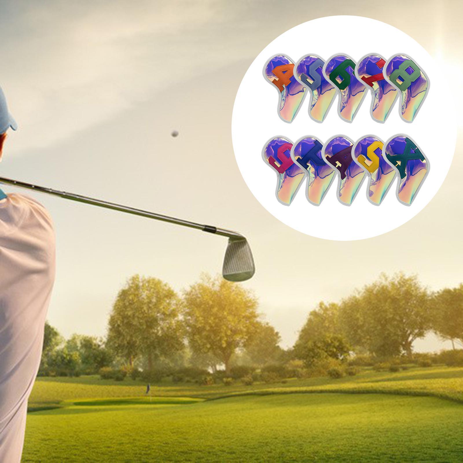10Pcs Club Head Cover Fits All Brands Big Number Leather Golf Iron Headcover Set