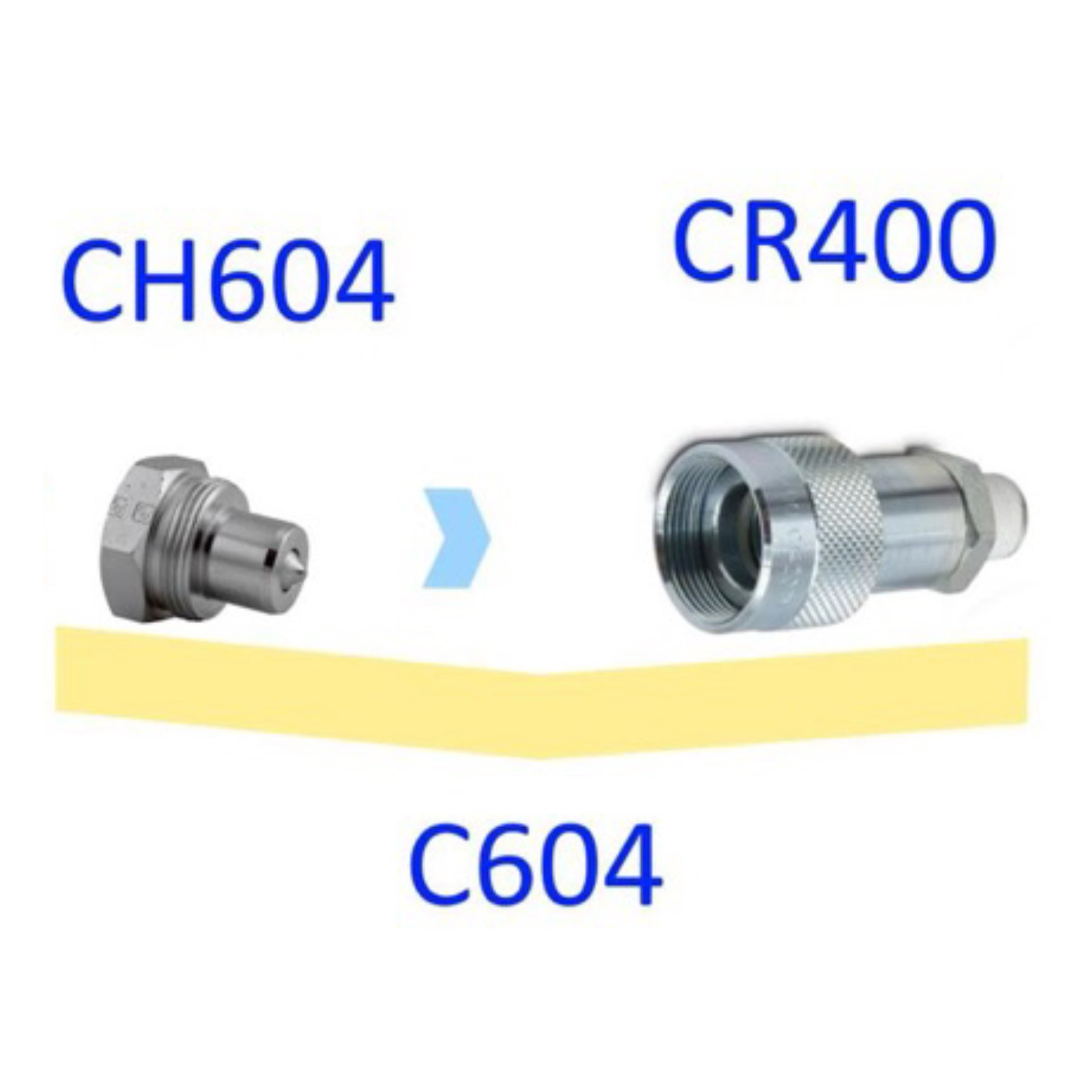 C604 Cụm khớp nối nhanh đường dầu thủy lực áp tối đa 700bar, ren 3/8&quot; NPTF, Bao gồm C604 = CH604+CR400