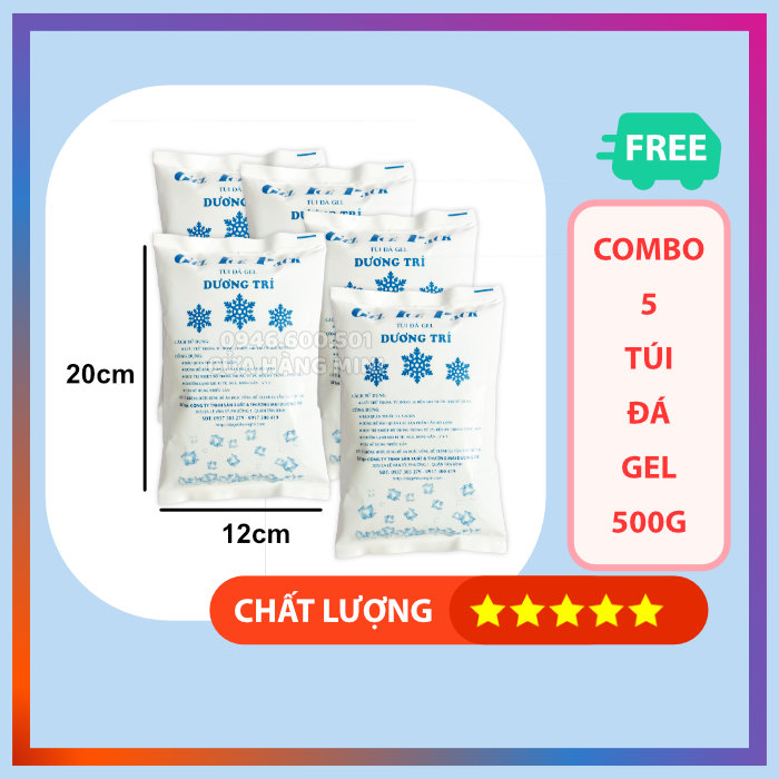 Combo 5 Túi Đá Khô Đá Gel 500g Giữ Lạnh Bảo Quản Thực Phẩm