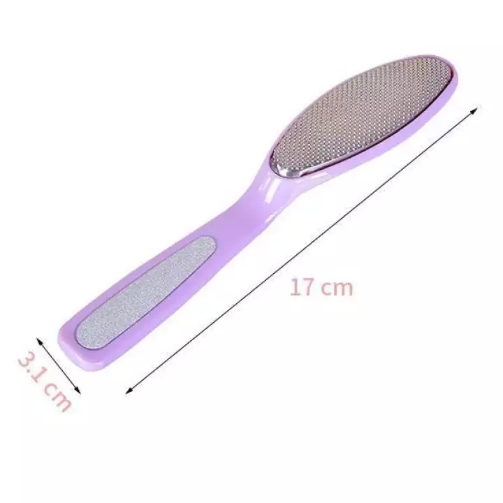 Cây chà gót chân tẩy da chết bằng thép 2 trong 1 mặt kim loại tặng Miếng lót silicon bảo vệ chân giúp chân hồng hào