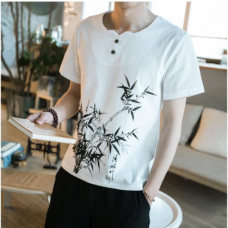 Áo Thô Nam in Họa Tiết Cây Trúc