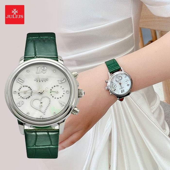 Đồng Hồ Nữ Chính Hãng Julius Cao Cấp Dây Da Chống Nước Kính Khoáng Mặt Tròn Đường Kính 35mm JA-844D1