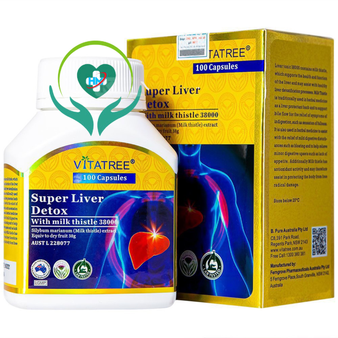 Viên uống giải độc gan Vitatree Super Live detox , hộp 100v, nhập khẩu chính hãng Úc