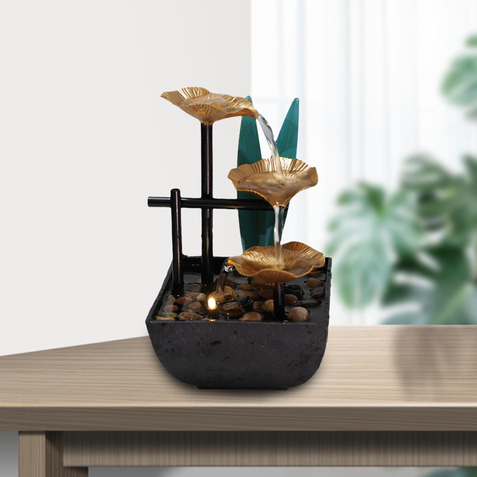 Relaxation Tabletop Water Fountain Indoor Garden Zen Desktop Waterfall Decor