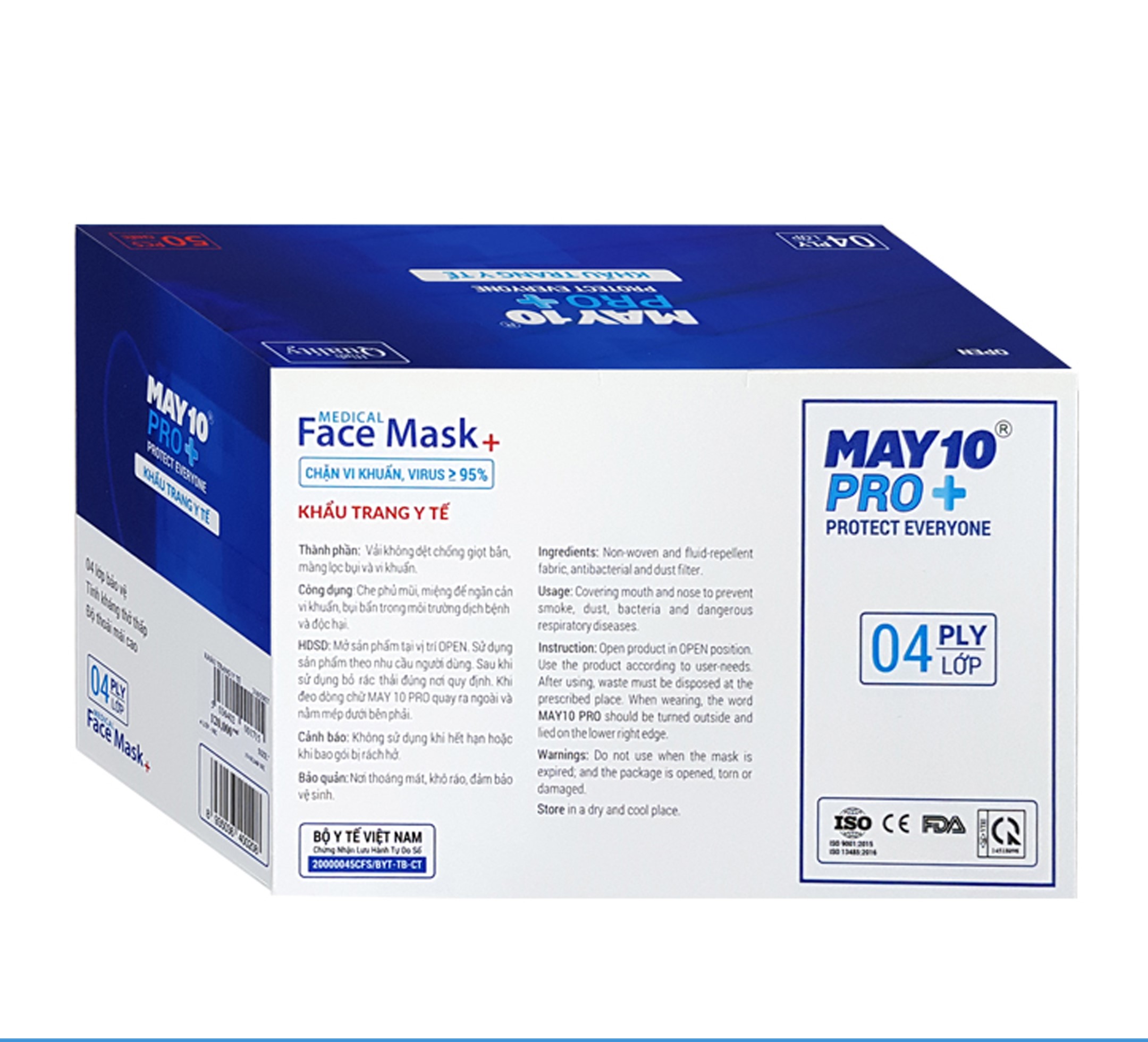 Khẩu trang y tế 4 lớp May 10 chính hãng