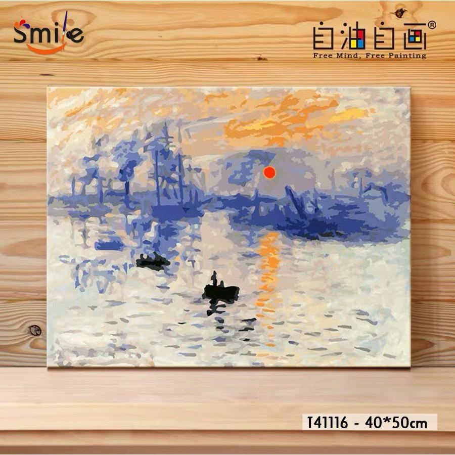 Tranh tô màu theo số sơn dầu số hóa cao cấp Smile FMFP Mặt trời mọc Monet T41116