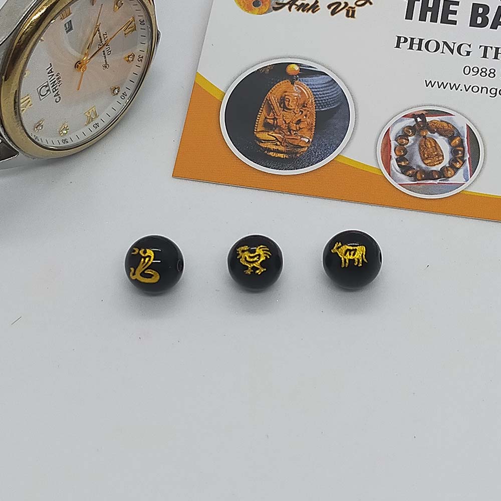 Vòng Tam Hợp Quý Nhân Tỵ Dậu Sửu Đá Mã Não Xanh - Vòng Tay Phong Thủy Mệnh Thủy - Size 8 10ly