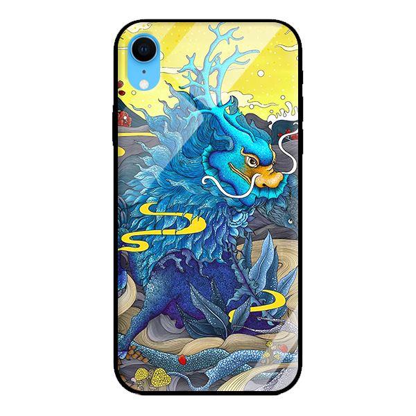 Ốp kính cường lực cho iPhone XR Rồng Xanh Nền Vàng - Hàng chính hãng