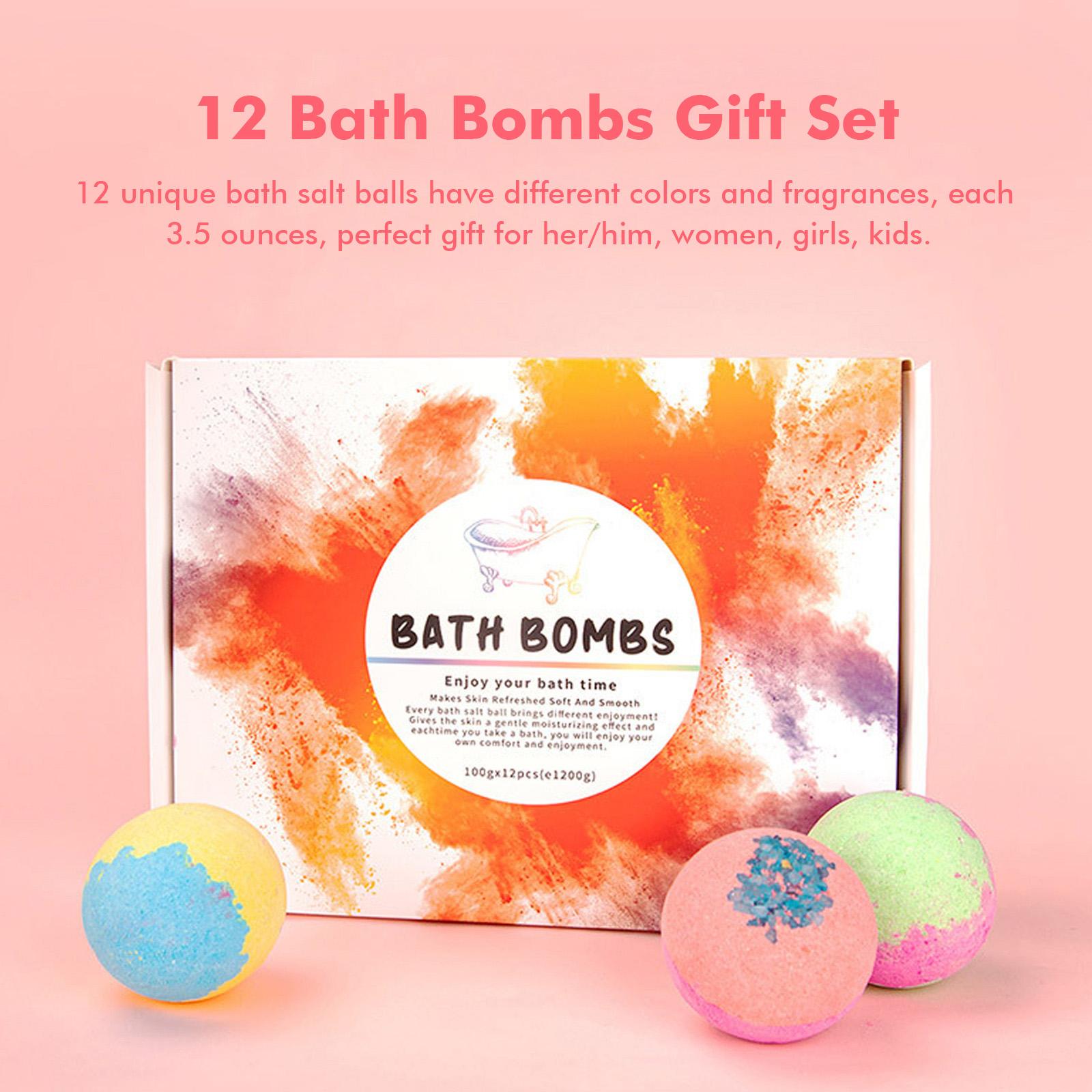12 quả bóng muối tắm độc đáo có màu sắc và mùi thơm khác nhau,Nguyên liệu tự nhiên, không gây kích ứng