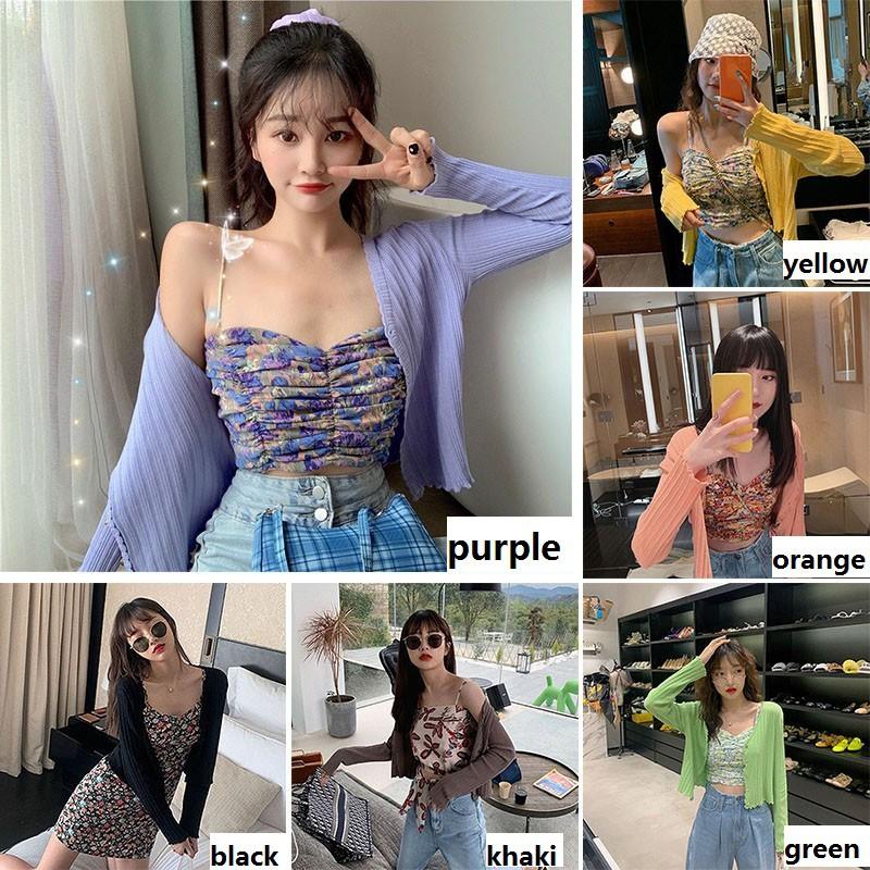 Áo cardigan dệt kim mỏng ôm dáng chống nắng thời trang cho nữ