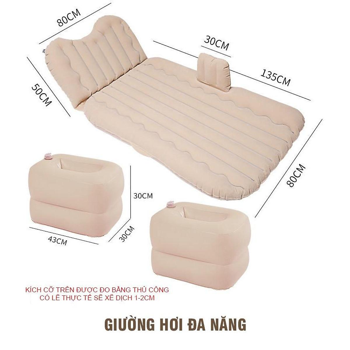Giường hơi ô tô cao cấp - Đệm hơi ô tô chân rời bao gồm bơm điện, gối, miếng vá dự phòng