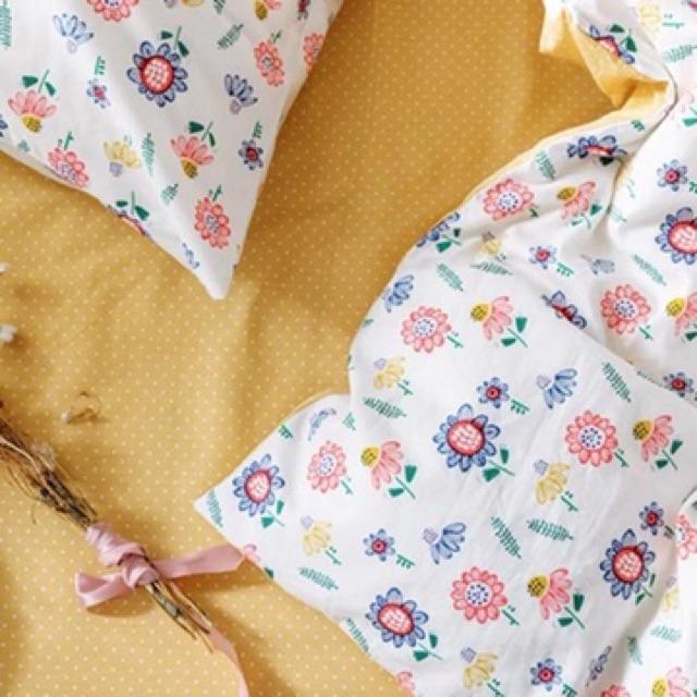 Set Cotton Living Hàng Nhập Khẩu Cao Cấp 4 Món Hoa Tháng 3