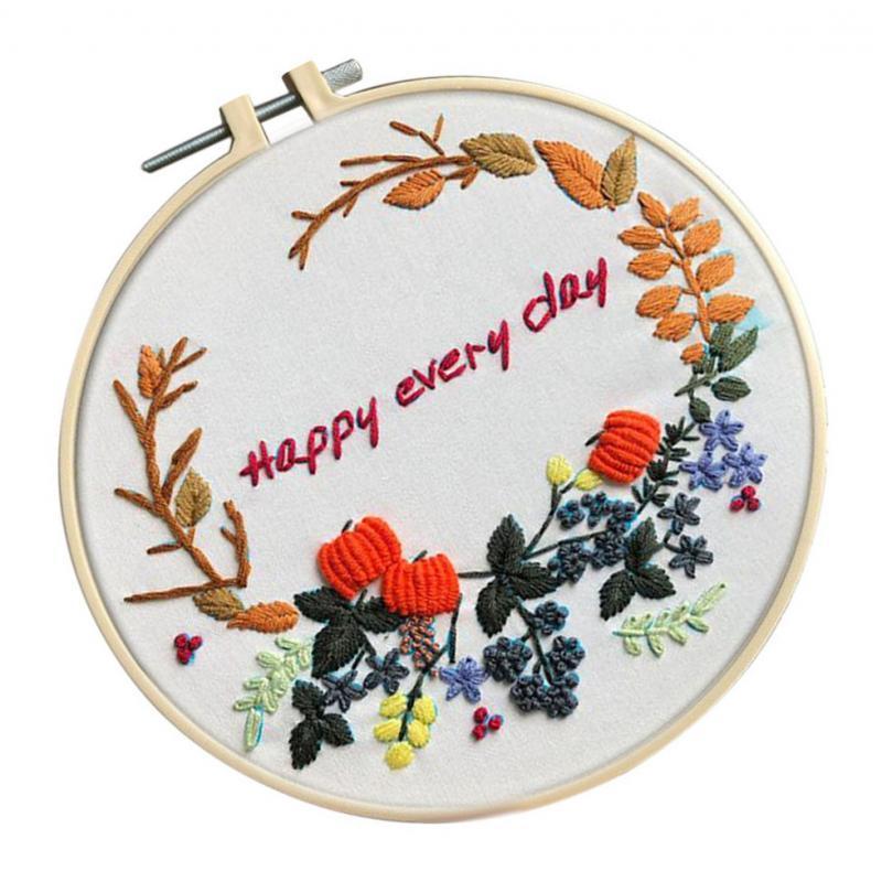 Full Range of Embroidery Starter Kit with 20cm Embroidery Hoop Style A