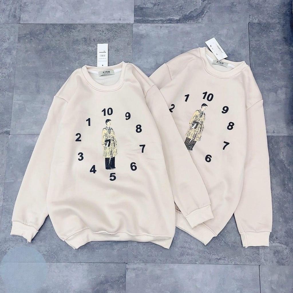 Áo Sweater Nỉ Unisex Nam Nữ In Hình Chàng Trai Đồng Hồ