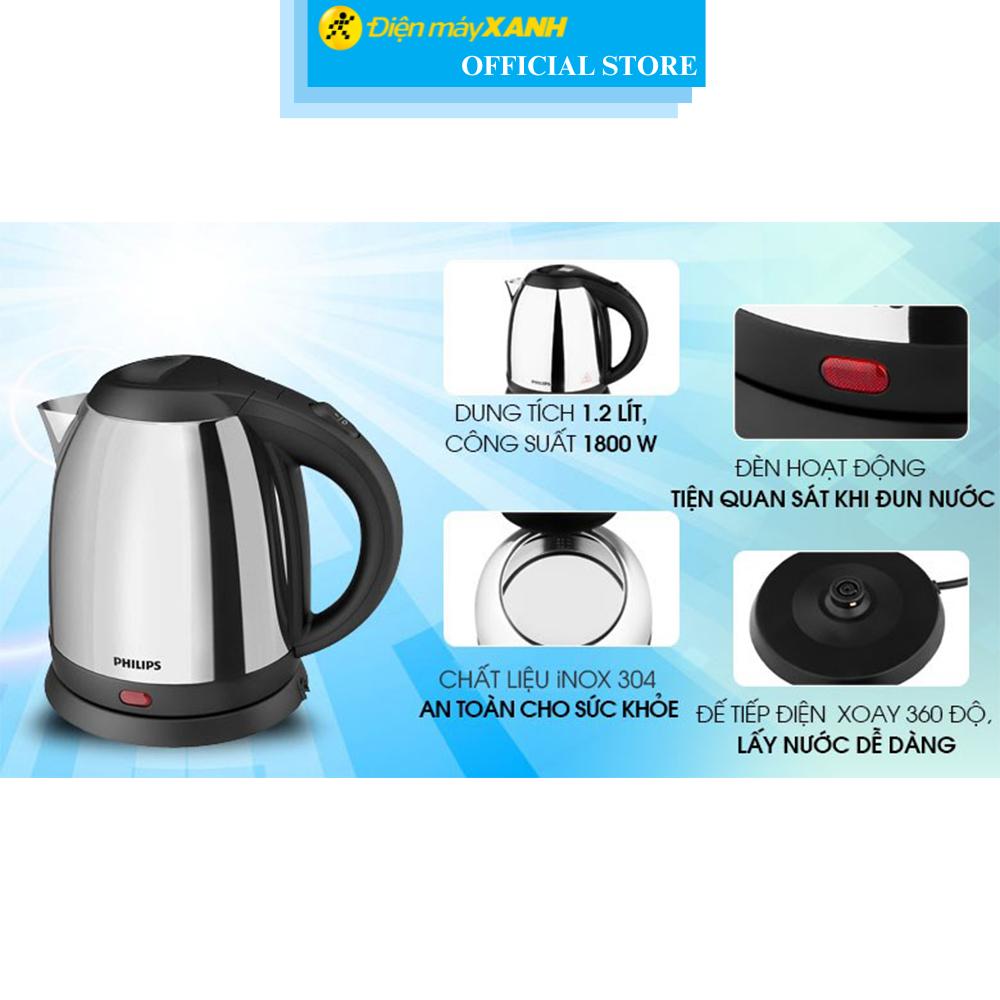 Bình đun siêu tốc Philips 1.2 lít HD9303 - Hàng Chính Hãng