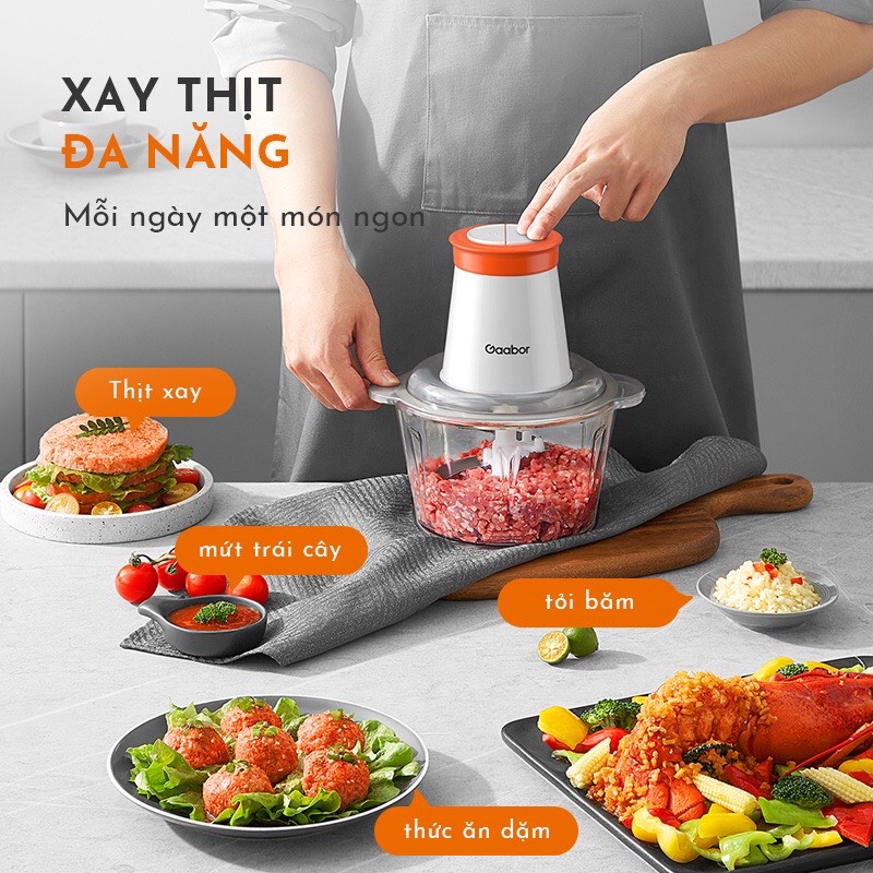 Máy xay thịt thực phẩm đa năng GAABOR GJ-M30A 2L (Nhựa - Tô Nhựa) - 300W - Hai chế độ xay - Chất liệu nhựa PP, an toàn cho sức khỏe