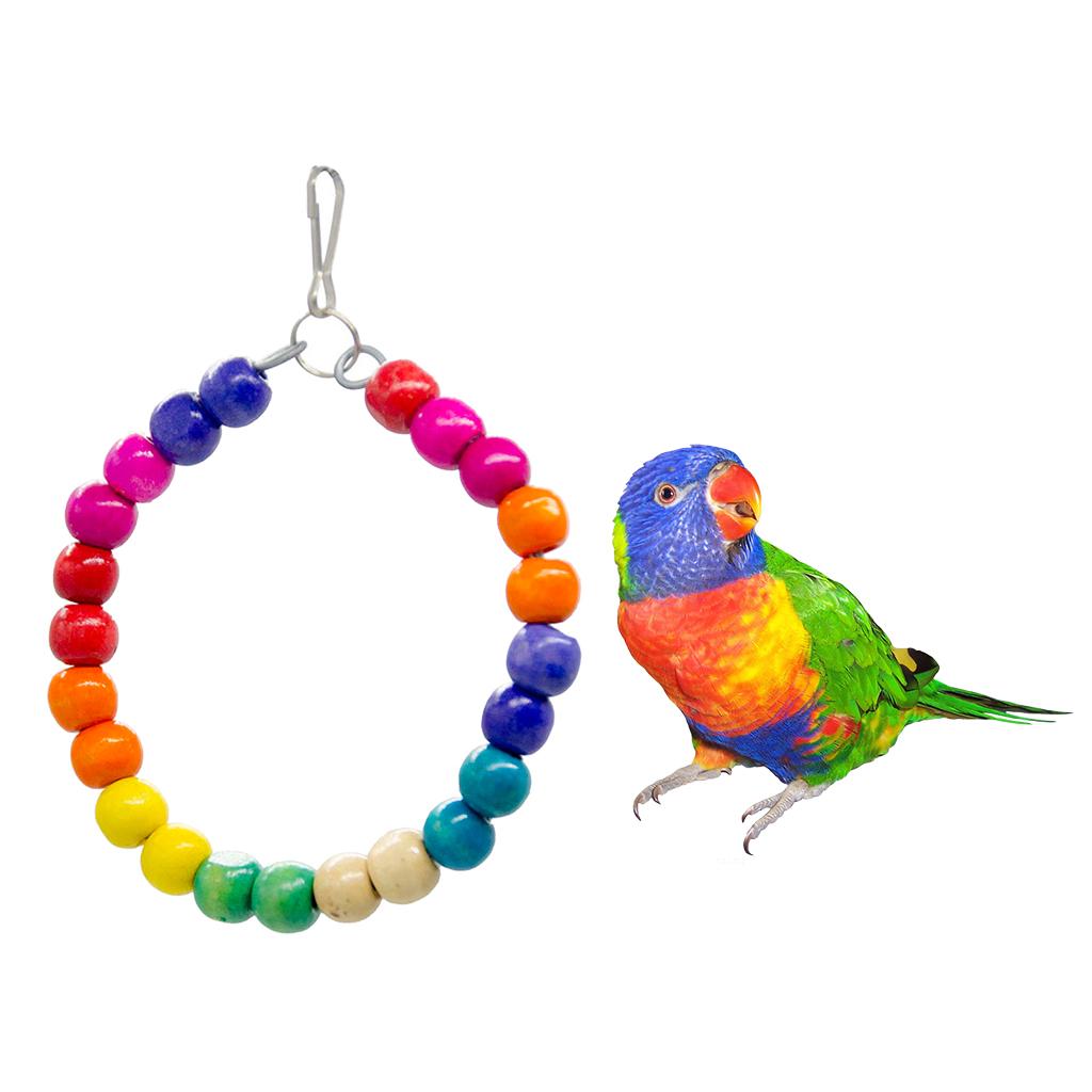 Bird Toys Medium Roung Wooden Beads Swing Bird Toy Parrot Cage Toys
