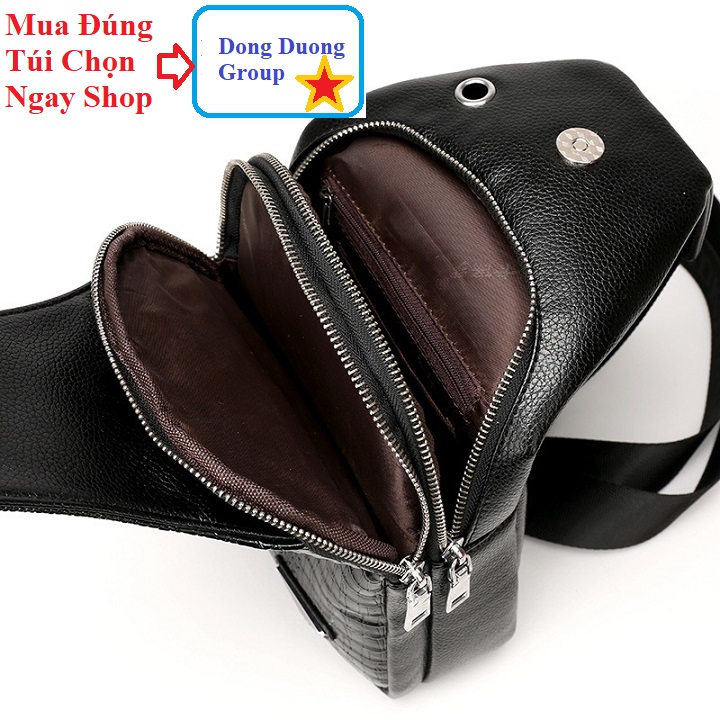 Túi đeo chéo nam da Pu Dập vân Da Cá Sấu Siêu Bền Đẹp Chống Nước- Đầu Cá Sấu