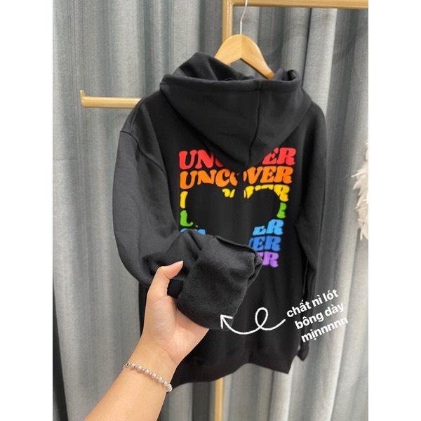 ÁO KHOÁC HOODIE NAM NỮ FORM RỘNG TAY PHỒNG VẢI NỈ MÀU ĐEN IN HÌNH, ÁO HOODIE UNISEX UNICON