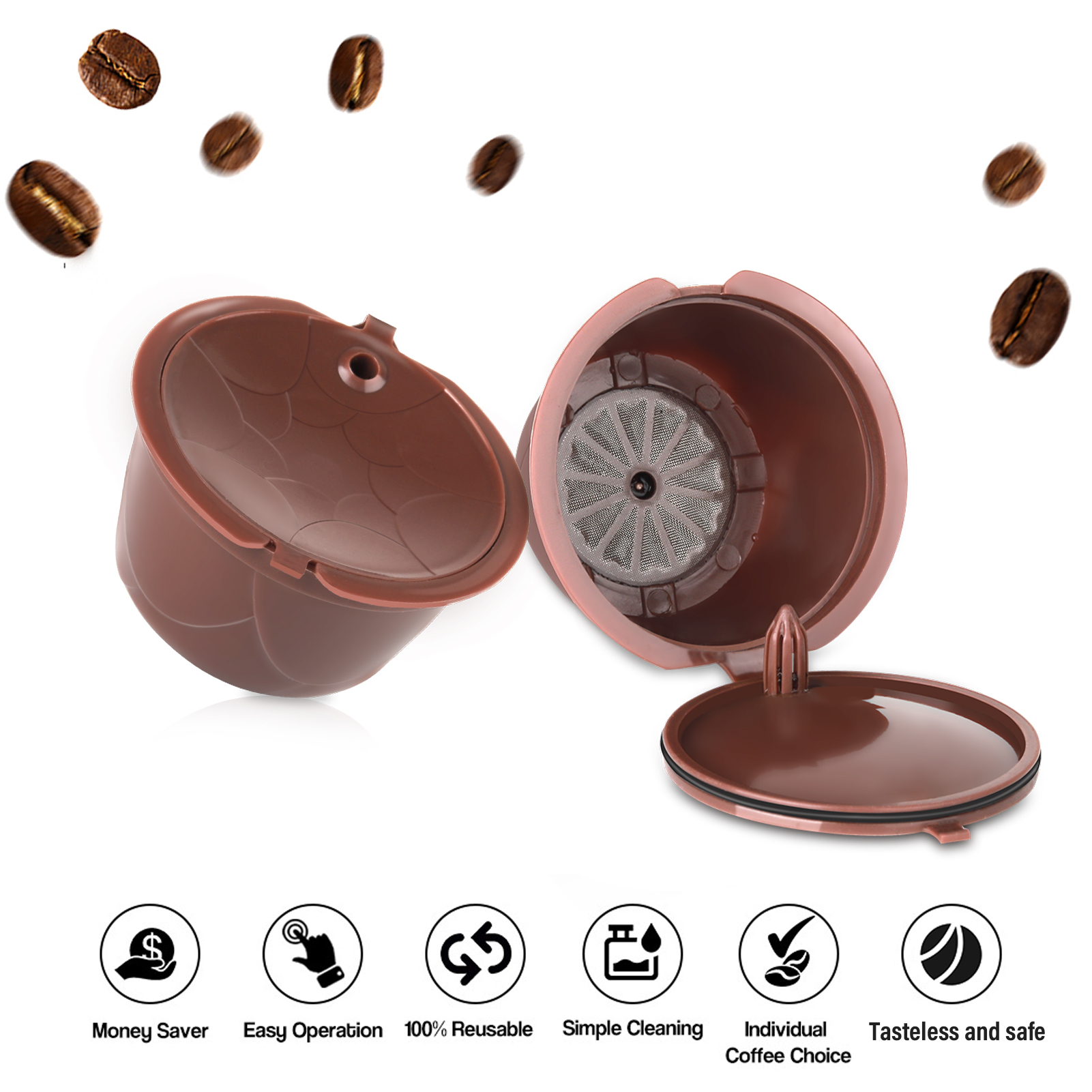 Bộ lọc cà phê có thể nạp lại của Dolce Gusto với bàn chải - 3 cái