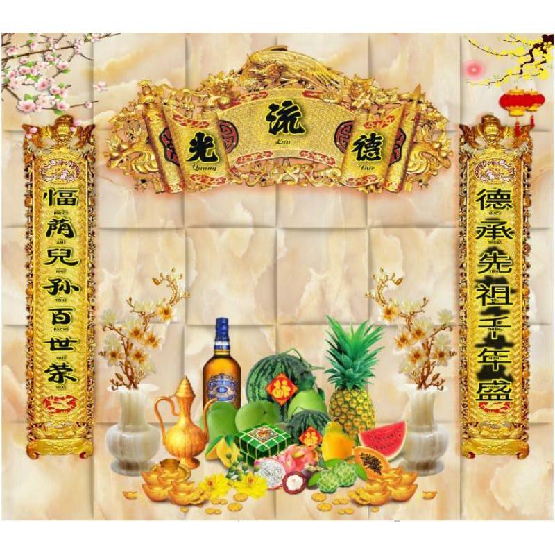 Tranh dán tường trang trí bàn thờ có keo sẵn