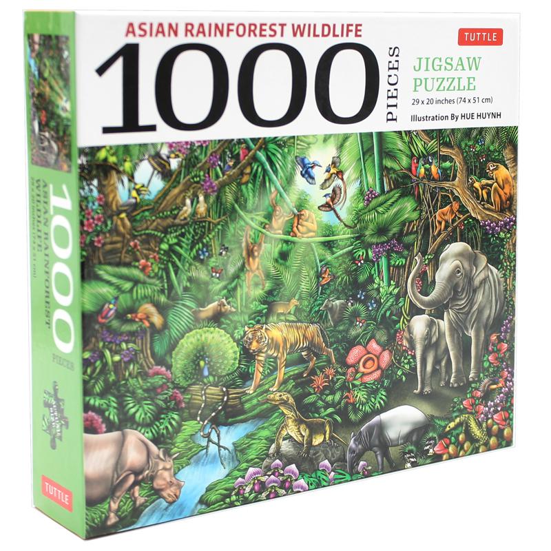 Asian Rainforest Wildlife - 1000 Piece Jigsaw Puzzle: Finished Size 29 in x 20 inch (73.7 x 50.8 cm)