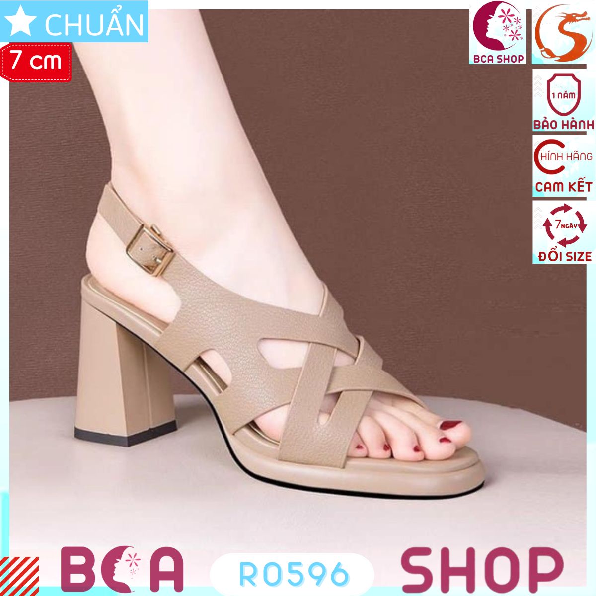 Sandal cao gót nữ màu da RO596 ROSATA tại BCASHOP kiểu dáng thời trang, mang vào tôn dáng và tôn da cực kỳ