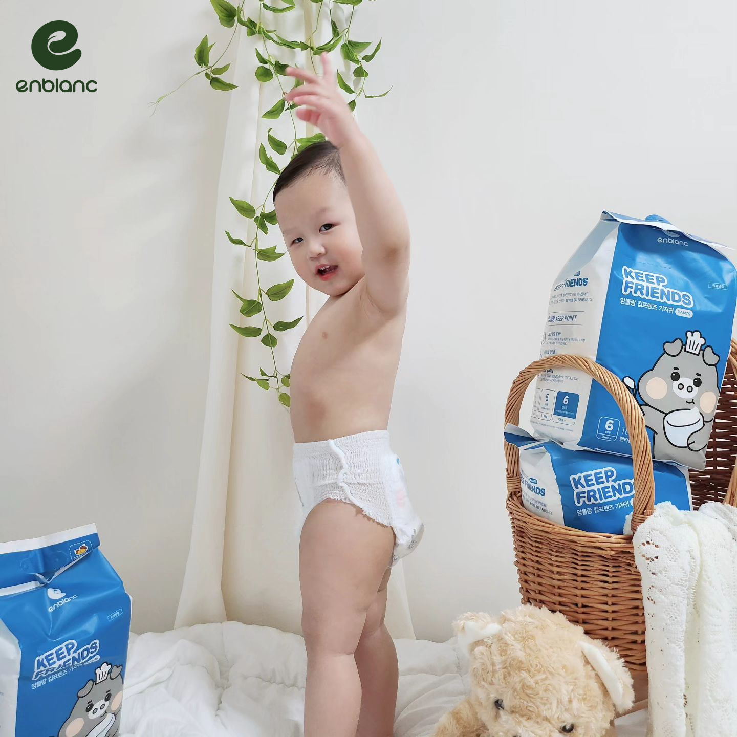 Tã Bỉm Quần Hàn Quốc ENBLANC KEEP FRIENDS Mềm Mại, Mỏng Nhẹ, Thấm Hút Nhanh Cho Bé Trai Size XXL 18M (Trên 15kg)