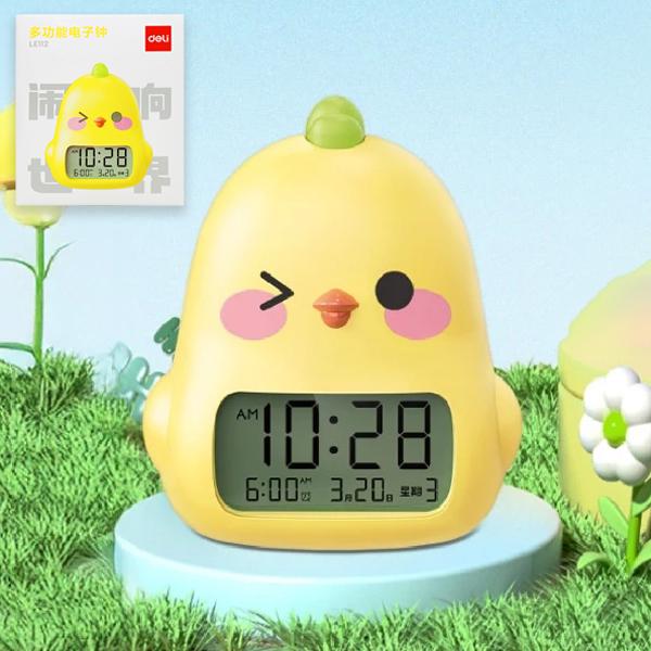 Đồng Hồ Điện Tử Đa Năng Gà Con - Deli LE112 - Màu Vàng