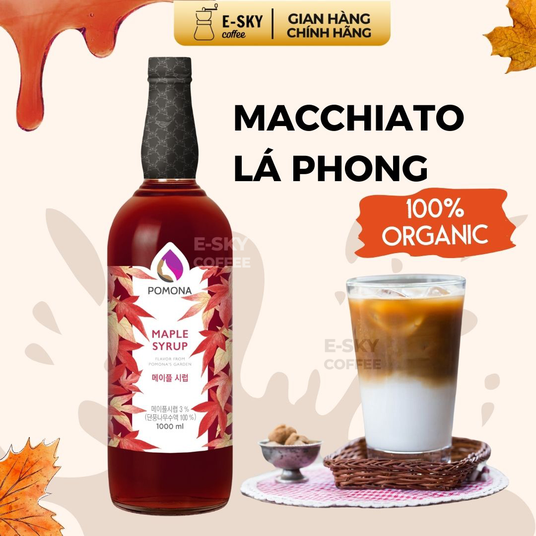 Siro Lá Phong Pomona Maple Syrup Nguyên Liệu Pha Chế Hàn Quốc Chai Thủy Tinh 1 lít