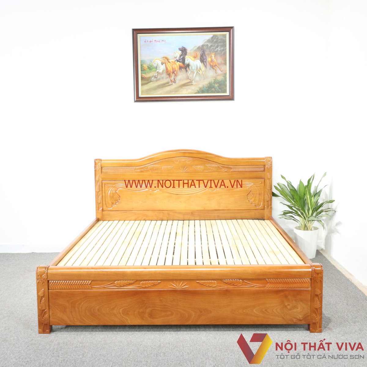 Giường Ngủ Gỗ Xoan Đào Đầu Vòm Chạm Hoa Văn Tinh Xảo Đẹp
