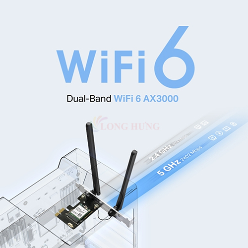 Card mạng PCIe Mercusys AX3000 Wifi 6 Bluetooth 5.3 PCle Adapter MA80XE - Hàng chính hãng