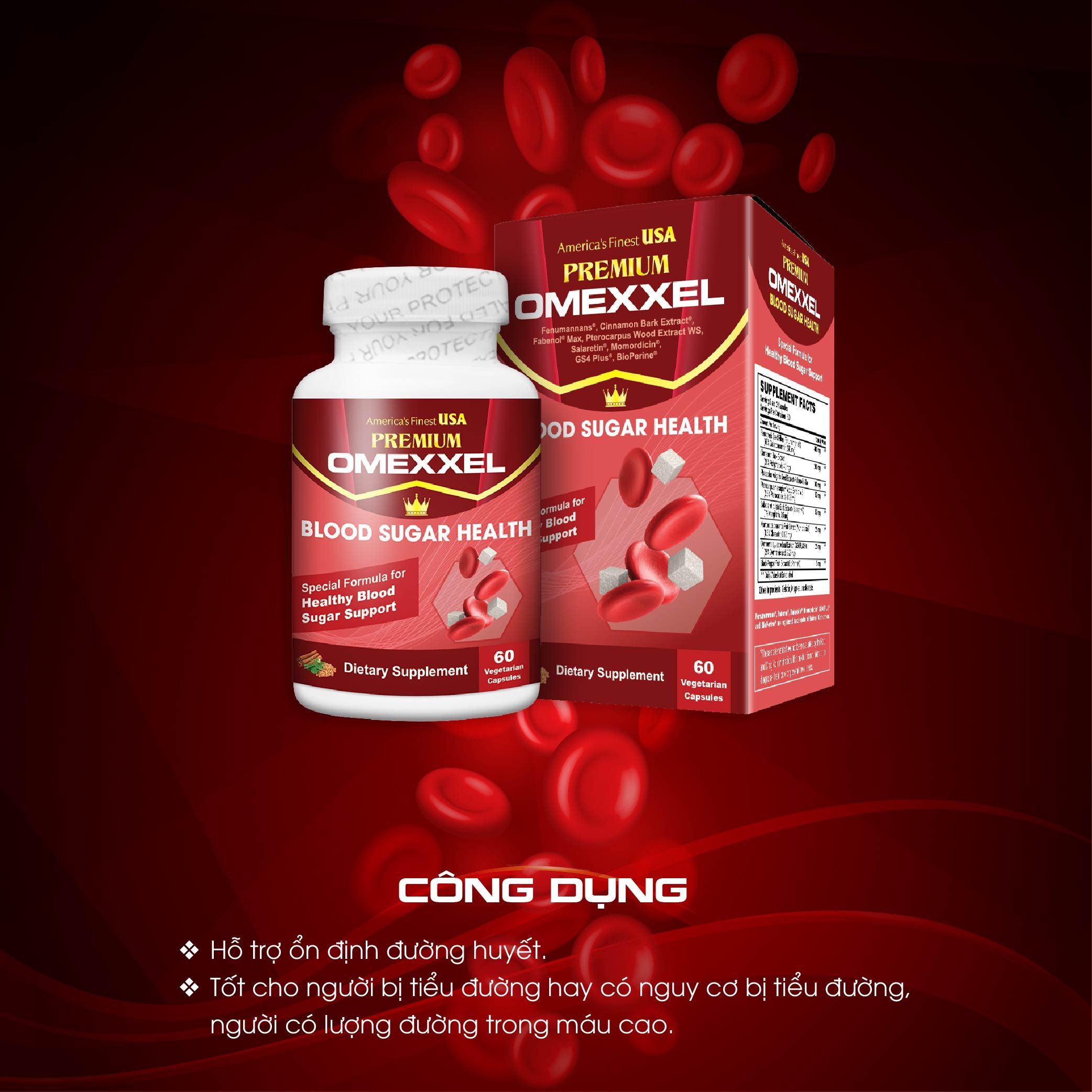 Viên uống hỗ trợ ổn định đường huyết- PREMIUM OMEXXEL BLOOD SUGAR HEALTH