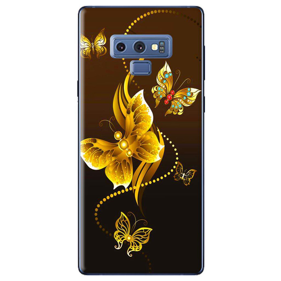 Ốp Lưng Dành Cho Samsung Galaxy Note 9 - Bướm Vàng Nền Nâu