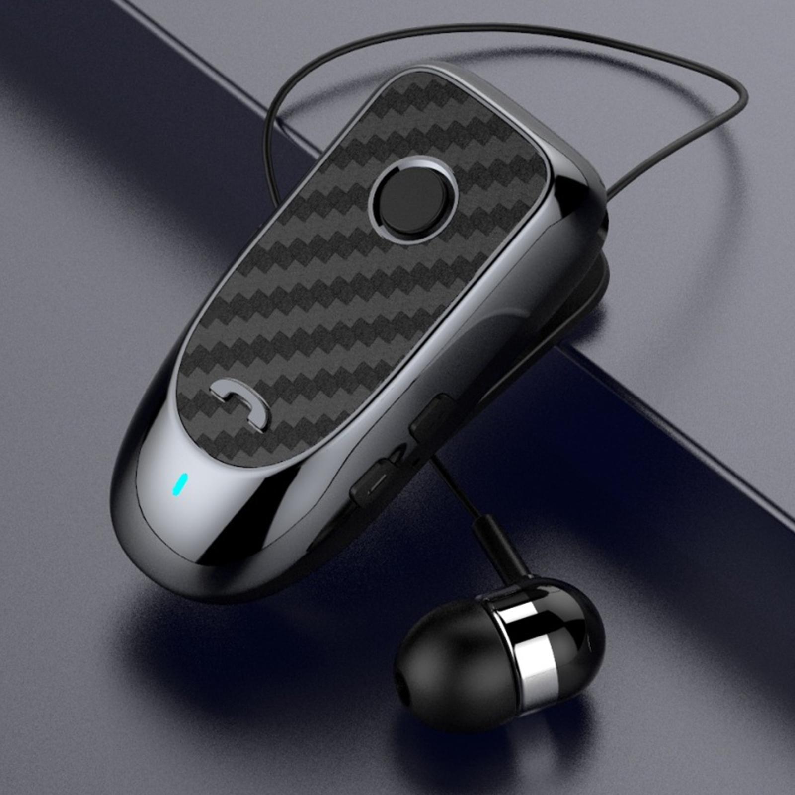 Bluetooth 5.0 Headset Clip-on Stereo Retractable Earbud for Business Driver Workout