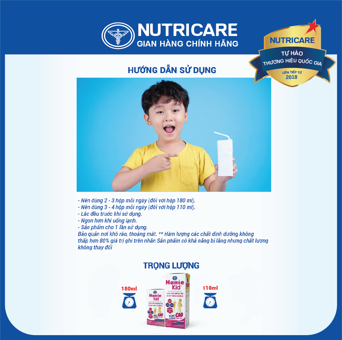 [Mua 11 lốc tặng 1] Sữa nước Nutricare Hanie Kid cho trẻ biếng ăn (180ml)