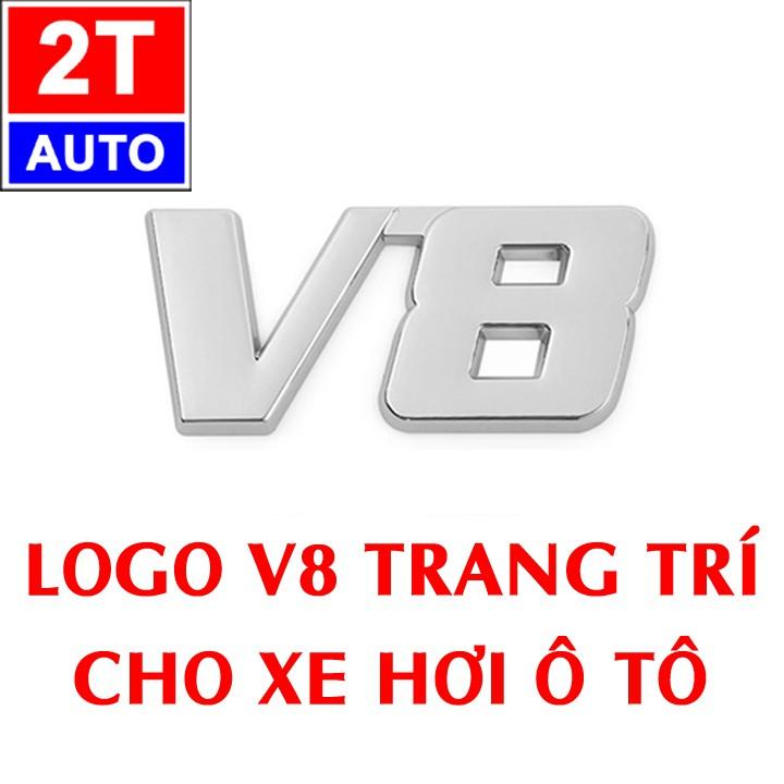 Tấm Logo V8 Kim Loại Dán Trang Trí cho ô tô xe hơi siêu sang trọng:  SKU:351