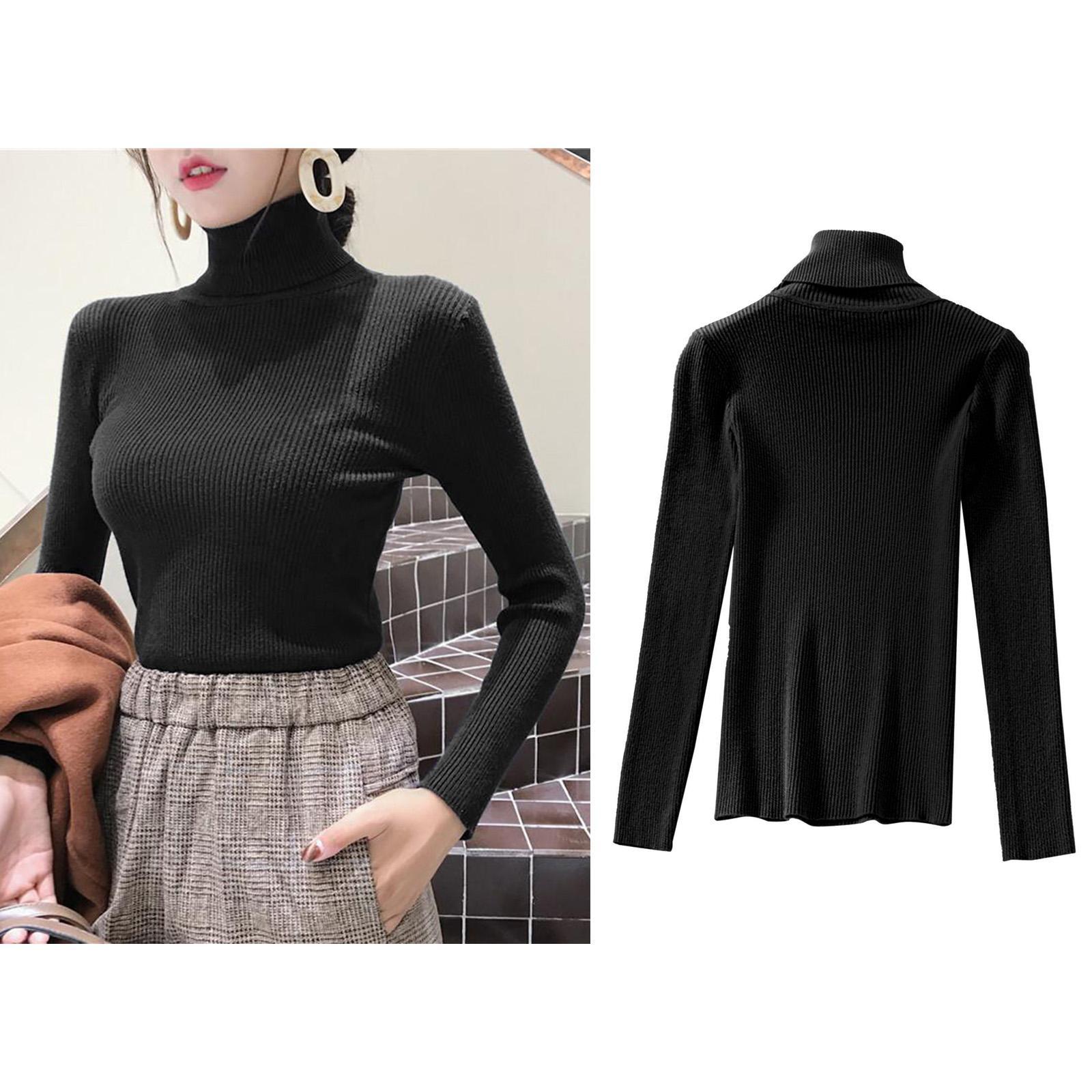 Lady Turtleneck Knit Sweater Long Sleeves  Slim Sweater for Women