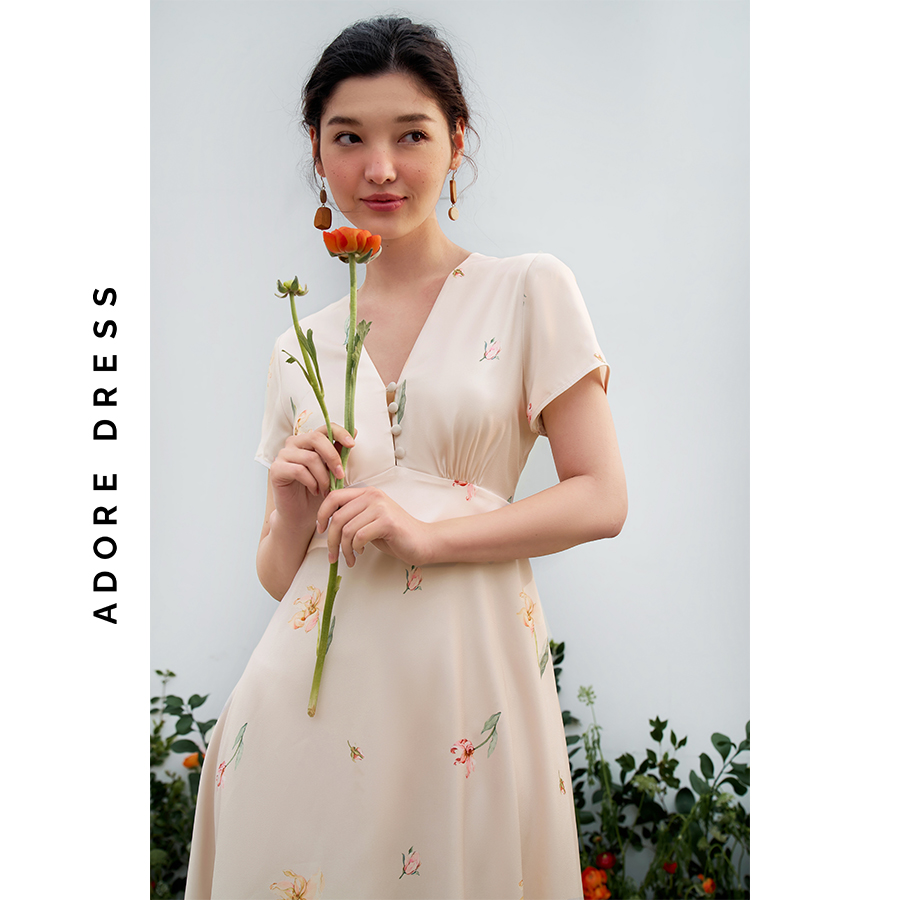 Đầm midi dresses lụa vani hoa nhỡ 311DR2018 ADORE DRESS
