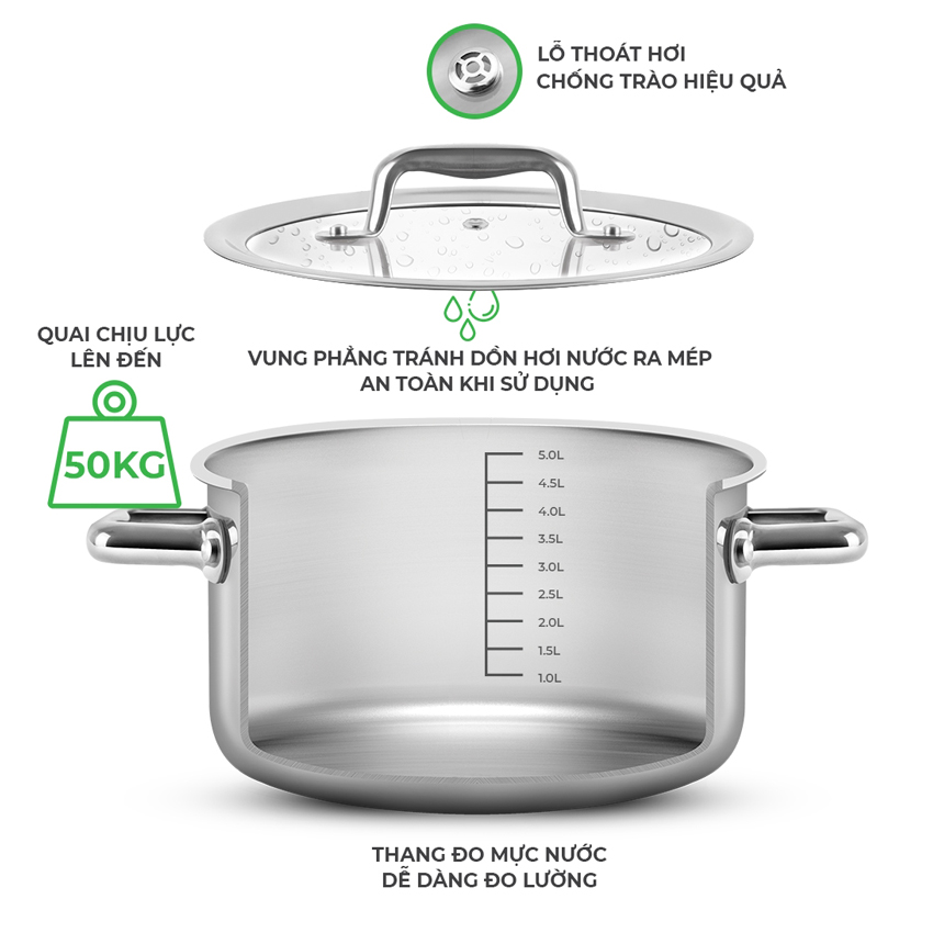 Bộ nồi inox liền khối Elmich Trimax Eco EL-8002 - Hàng chính hãng