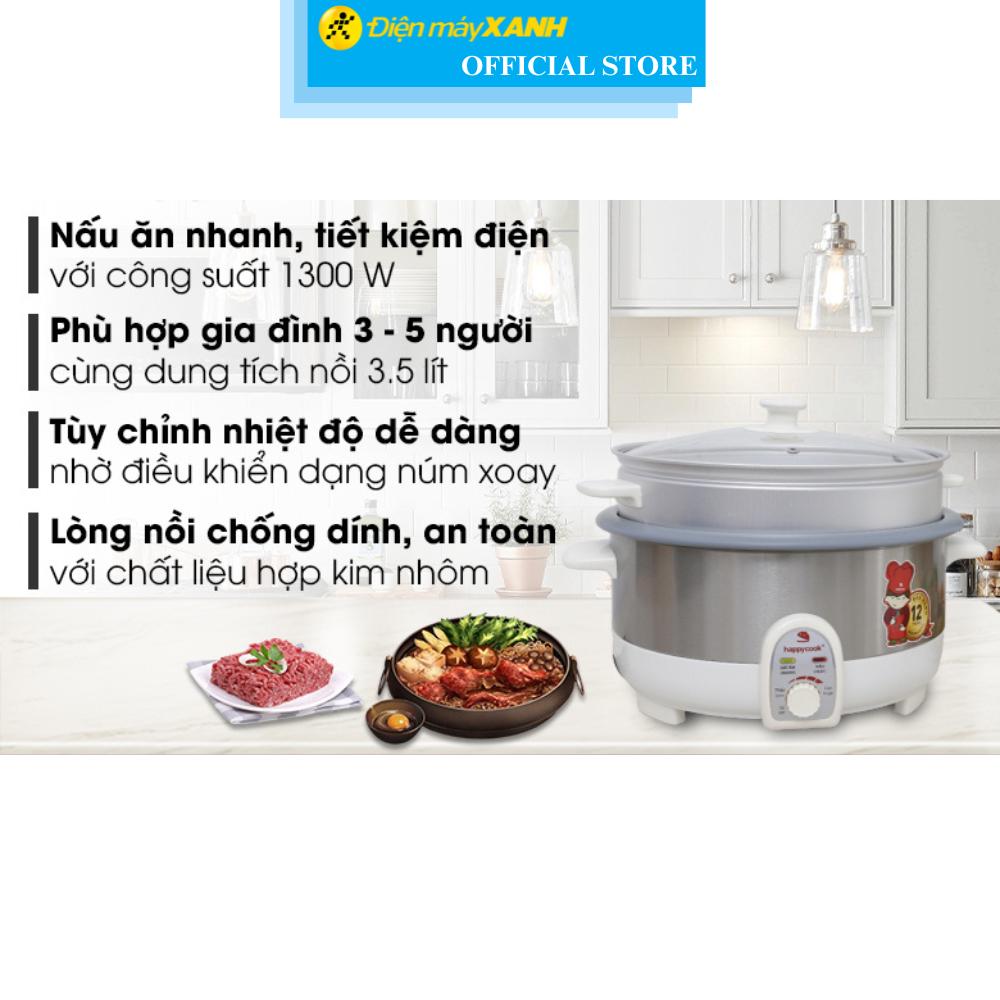 Nồi lẩu điện Happycook HCHP-350ST 3.5 lít - Hàng Chính Hãng