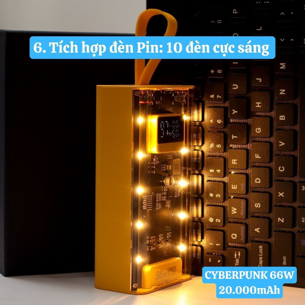Pin Sạc Dự Phòng HXSJ QT157 66W 20.000mAh (Đo Công Suất Dòng Sạc, Trong Suốt, LED Hiển Thị) - Hàng Chính Hãng