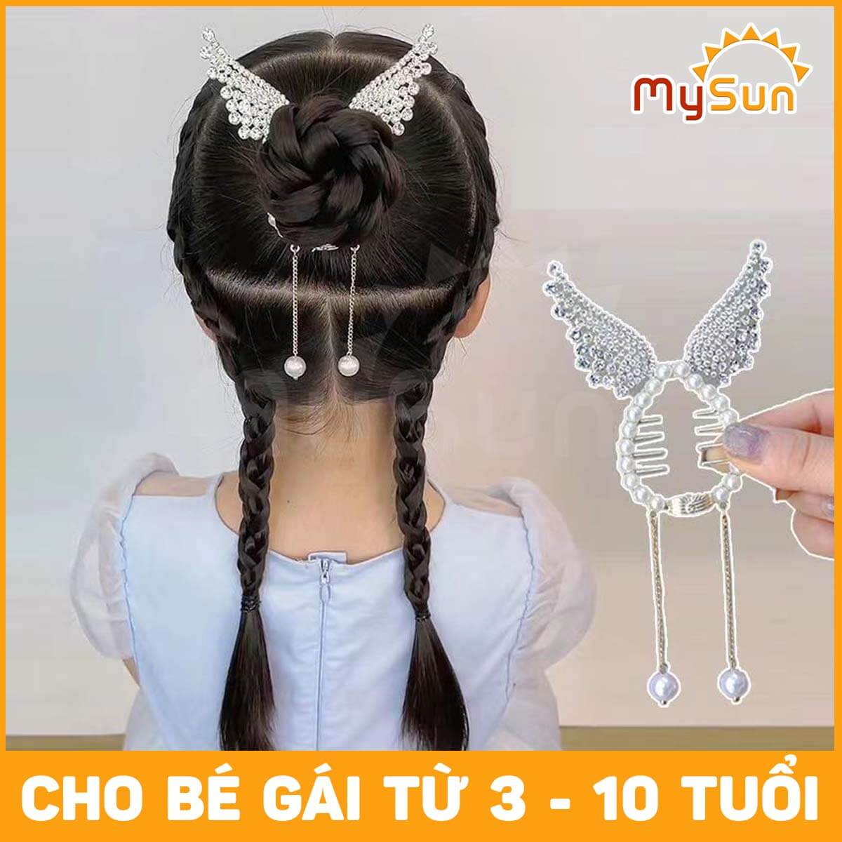 Nơ kẹp cài tóc cho bé gái xinh đẹp - phụ kiện tóc trẻ em MySun