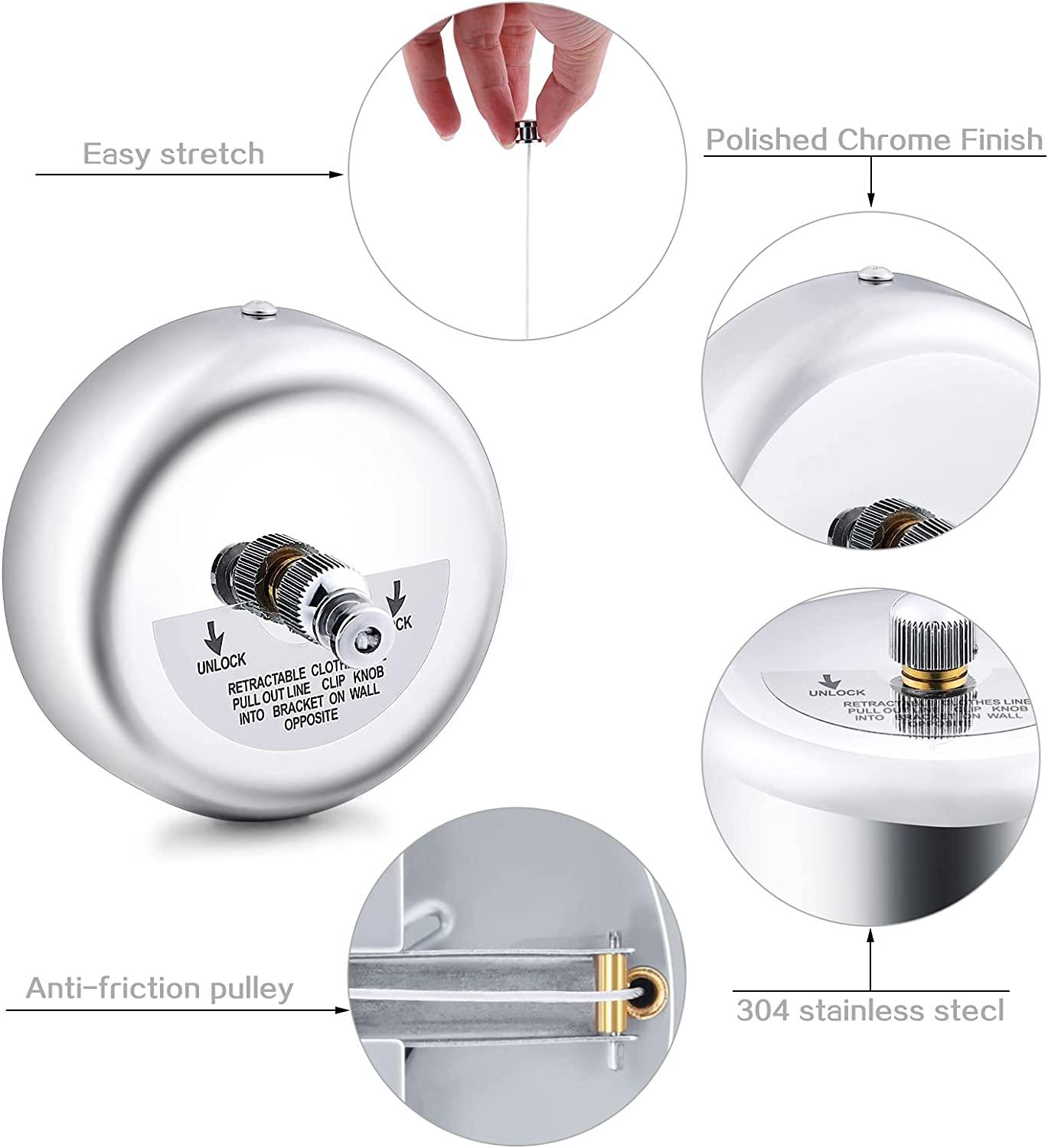 Dây phơi quần áo bằng thép không gỉ, Dây phơi quần áo có thể điều chỉnh 9,2ft cho trong nhà và ngoài trời