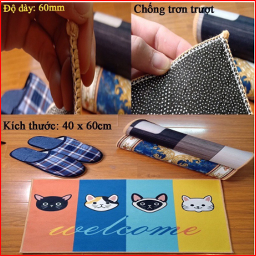 Thảm chùi chân cao cấp hoạ tiết hoa 3D 40x60cm