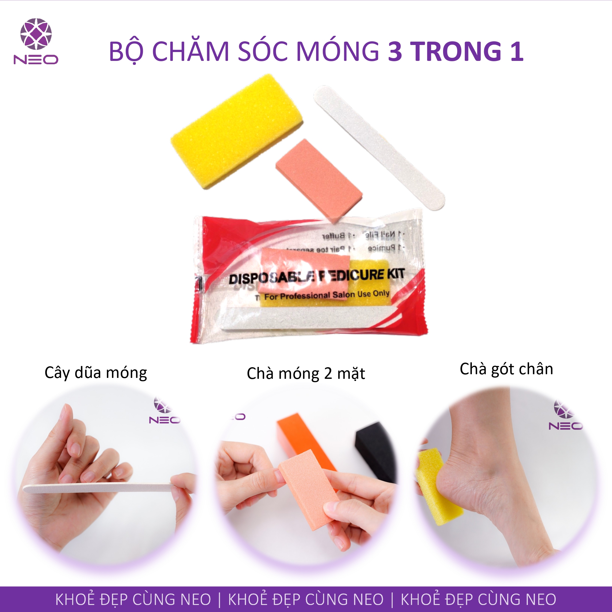 Bộ Chăm Sóc Móng Chuyên Nghiệp 3 Trong 1 An Toàn và Tiện Dụng/ Personal Care Pedicure Kit 3 in 1