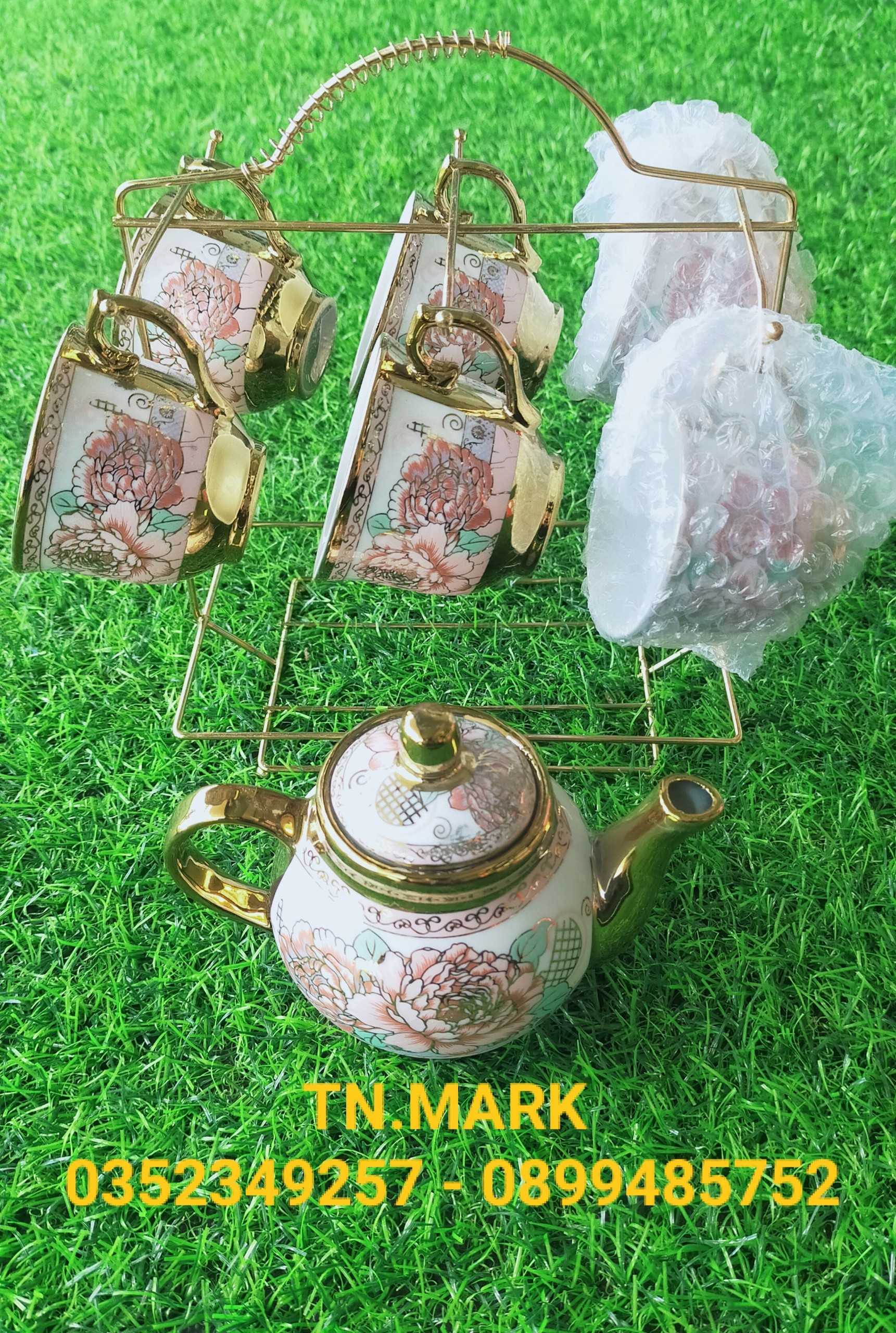 Bộ Ấm Trà Hoa Hồng Có Kệ