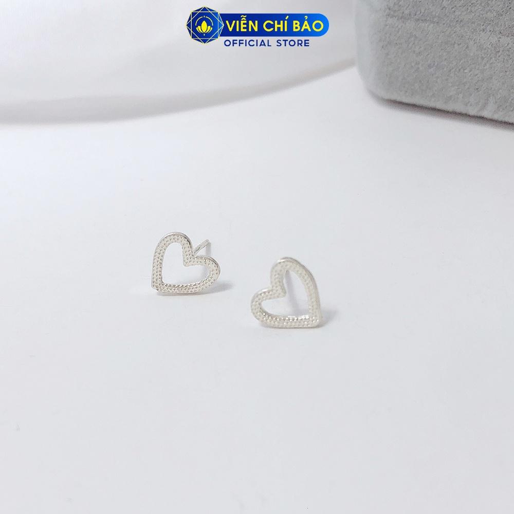 Bông tai bạc nữ hình trái tim chất liệu bạc 925 thời trang phụ kiện trang sức nữ thương hiệu Viễn Chí Bảo B400525