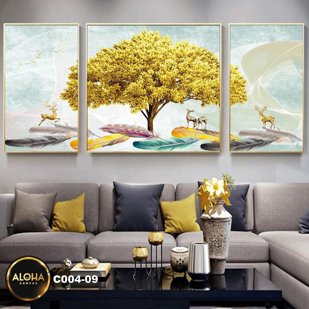 Tranh Canvas Treo Tường Chủ Đề Cây Cối Treo Phòng Khách